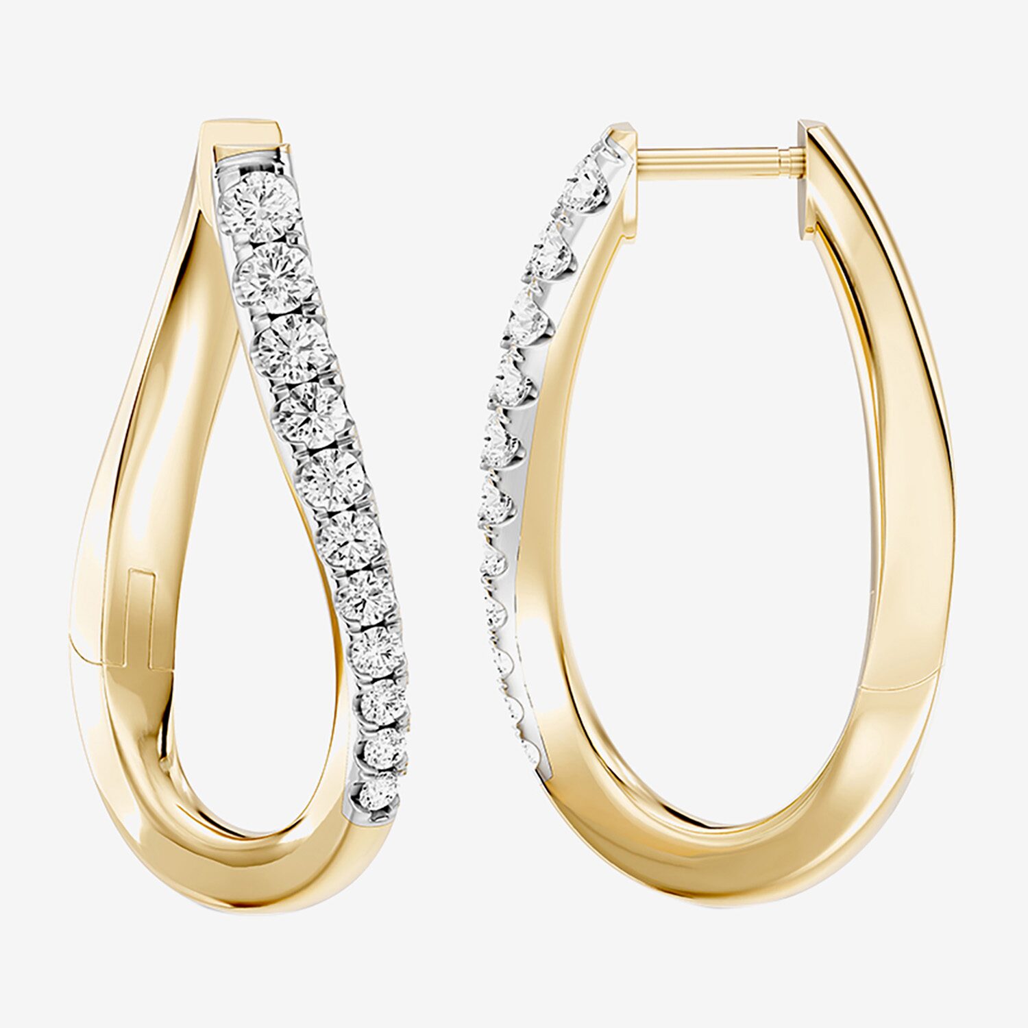 Hallmark Hallmark Signature Fine Jewelry (G / Si2) Womens 1/2 CT. T.W. Lab Grown White Diamond 14K Gold Over Silver 23mm Round Hoop Earrings