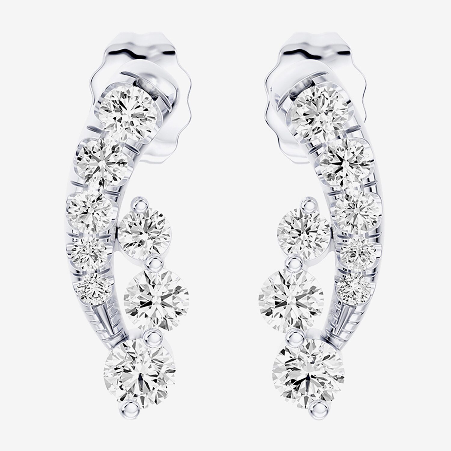 Hallmark Hallmark Signature Fine Jewelry (G / Si2) Womens 1/2 CT. T.W. Lab Grown White Diamond Sterling Silver Round Ear Climbers
