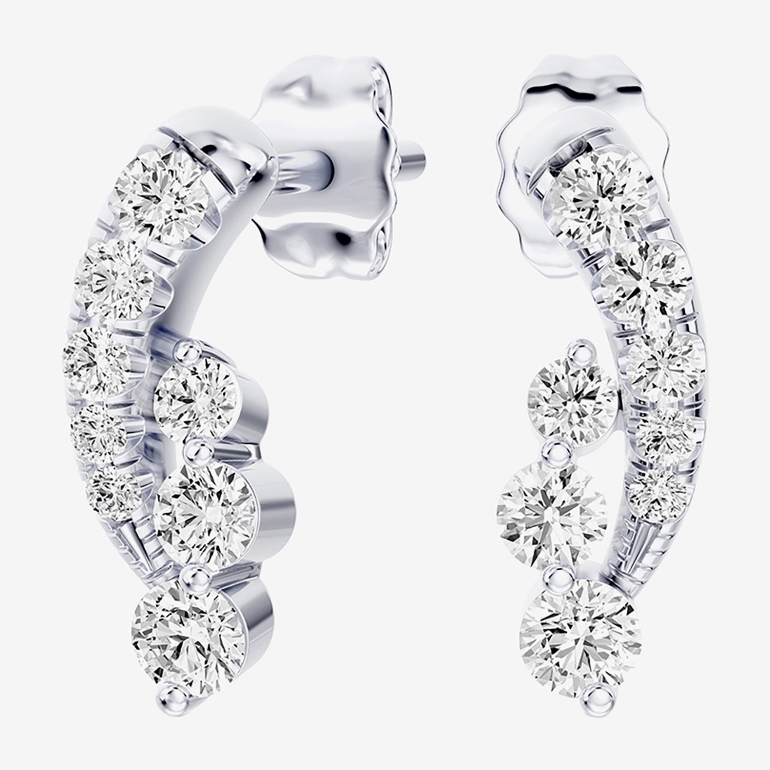 Hallmark Hallmark Signature Fine Jewelry (G / Si2) Womens 1/2 CT. T.W. Lab Grown White Diamond Sterling Silver Round Ear Climbers
