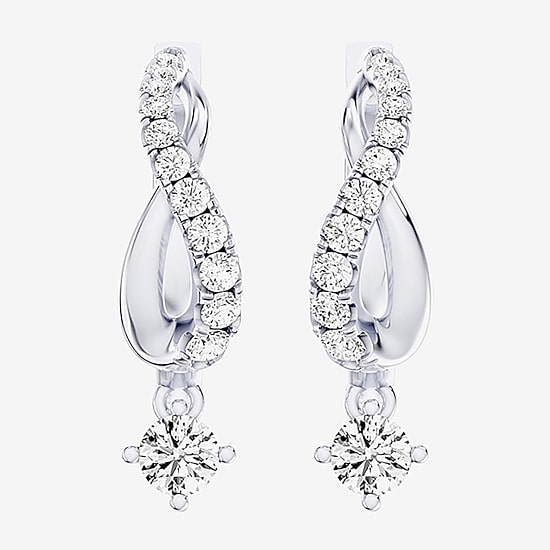 Hallmark Hallmark Diamonds (G / Si2) Womens 1 CT. T.W. Lab Grown White Diamond Sterling Silver 23.4mm Round Hoop Earrings
