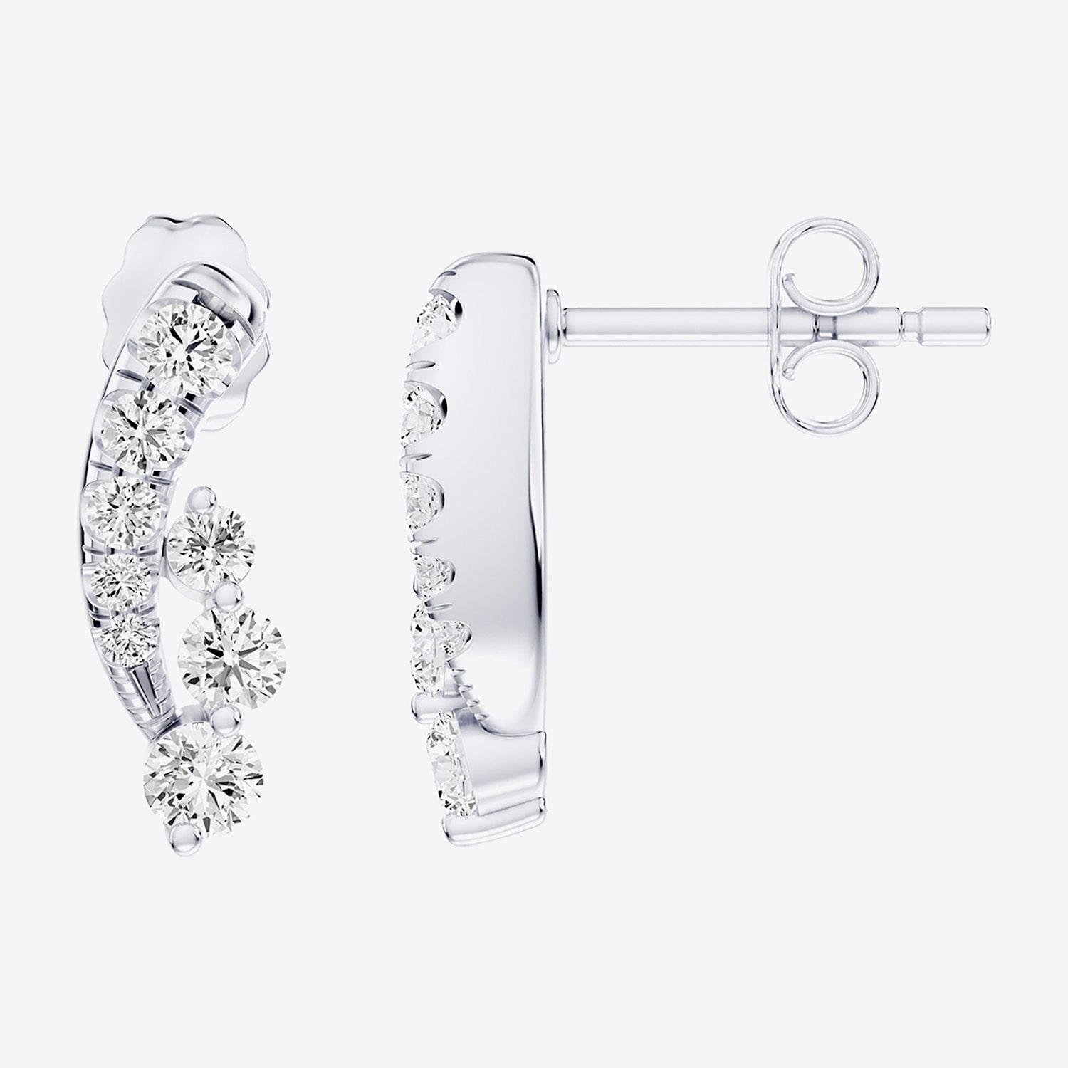 Hallmark Hallmark Signature Fine Jewelry (G / Si2) Womens 1/2 CT. T.W. Lab Grown White Diamond Sterling Silver Round Ear Climbers