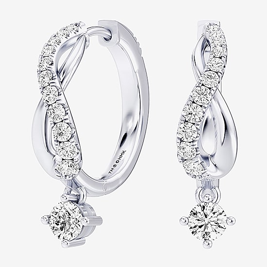 Hallmark Hallmark Diamonds (G / Si2) Womens 1 CT. T.W. Lab Grown White Diamond Sterling Silver 23.4mm Round Hoop Earrings