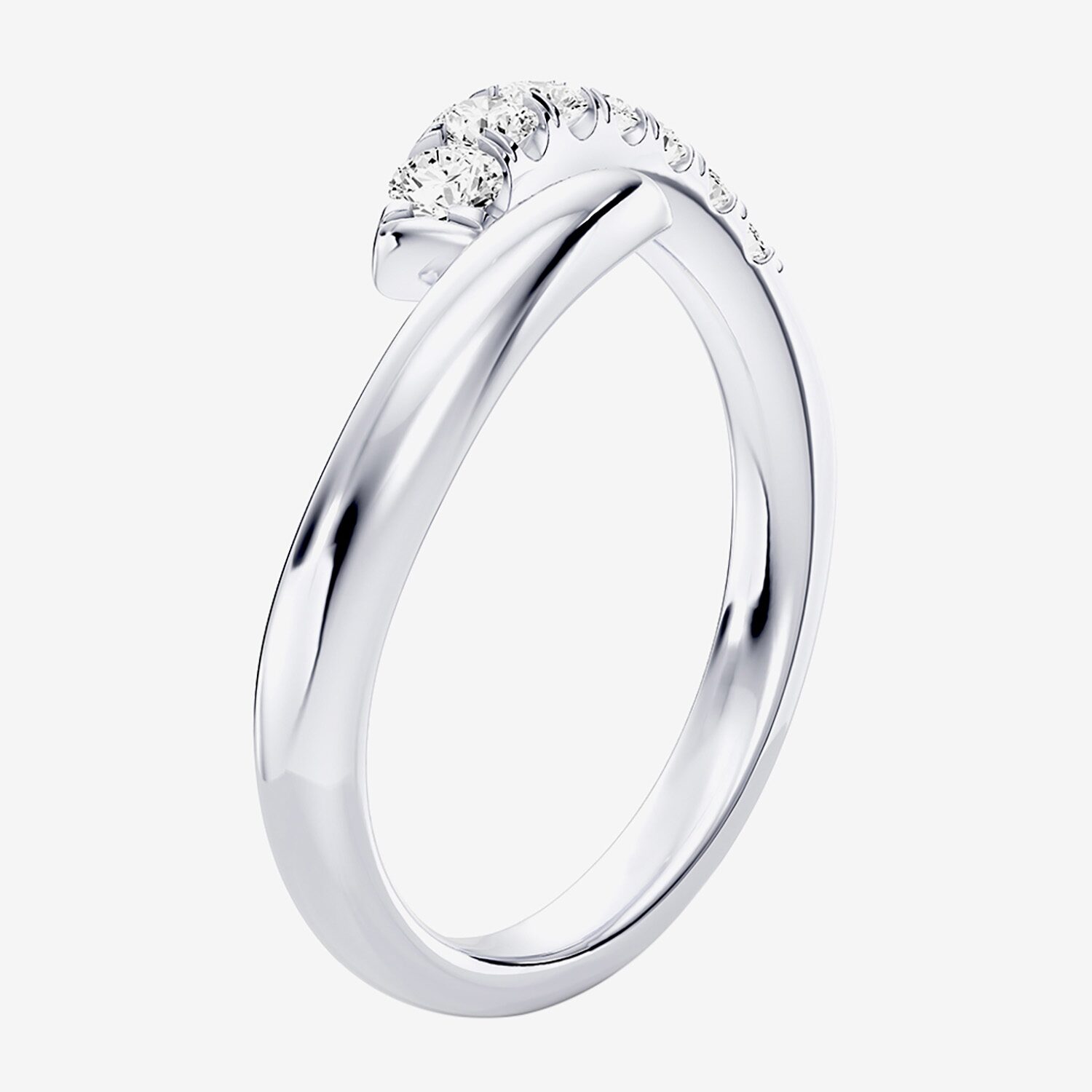 Hallmark Signature Fine Jewelry (G / Si2) Womens 1/4 CT. T.W. Lab Grown White Diamond Sterling Silver Round Bypass  Cocktail Ring