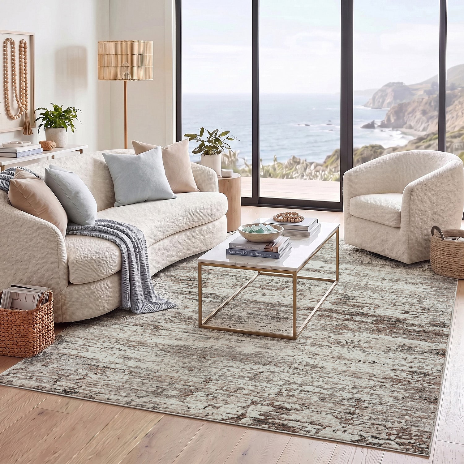 LR HOME Willow Abstract Indoor Rectangular Area Rug
