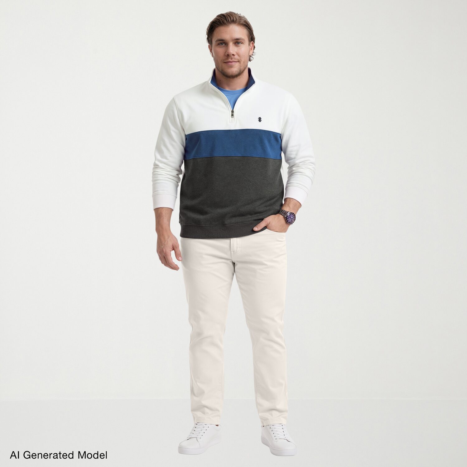 IZOD Mens Mock Neck Long Sleeve Big and Tall Quarter-Zip Pullover