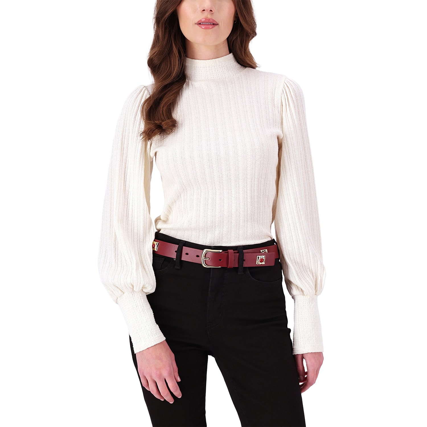 JS Jessica Simpson 1.25" Studded Strap Womens Belt