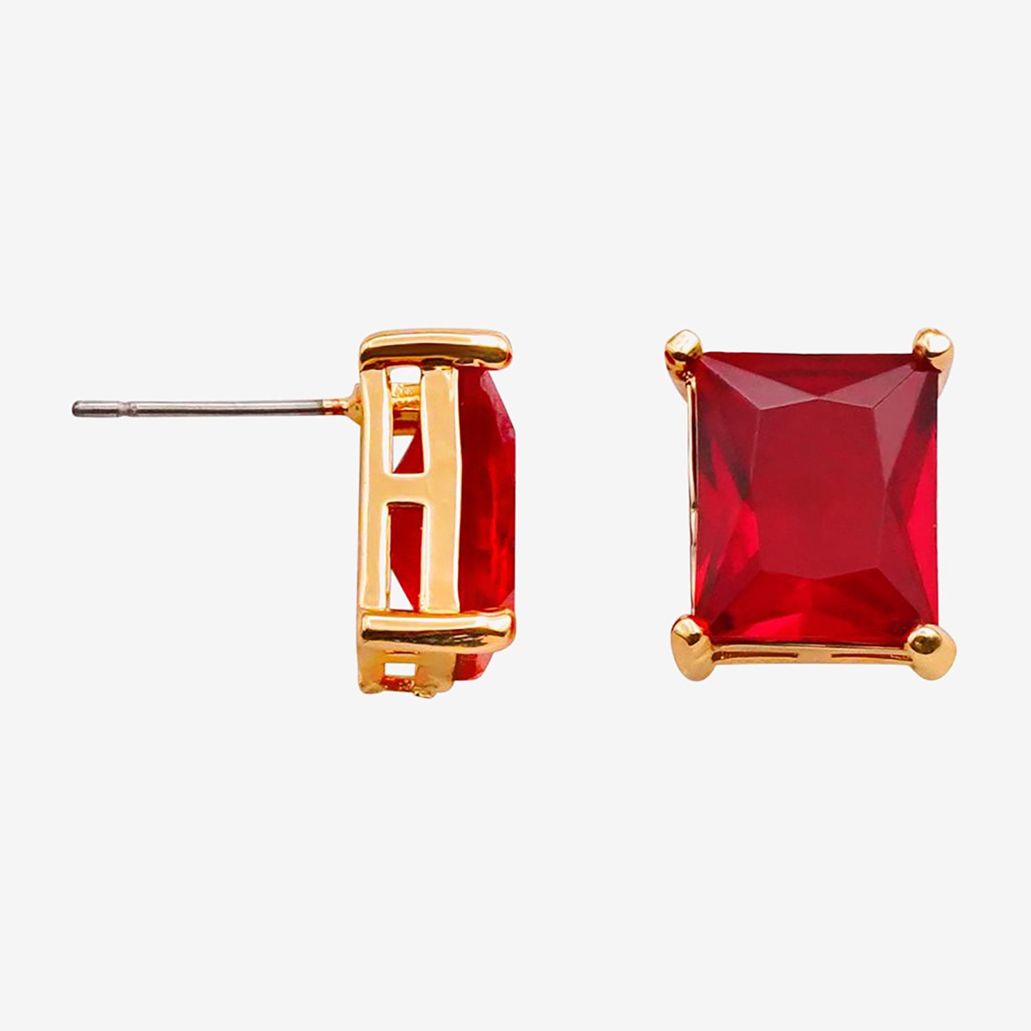 Bijoux Bar Simulated Red Glass 1 1/2 Inch Stud Earrings