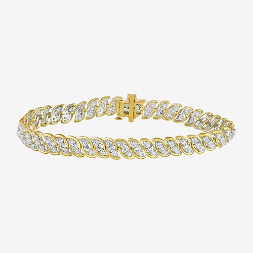 Womens 4 CT. T.W. Lab Grown White Diamond 10K Gold 7.25 Inch Tennis Bracelet, One Size, Yellow