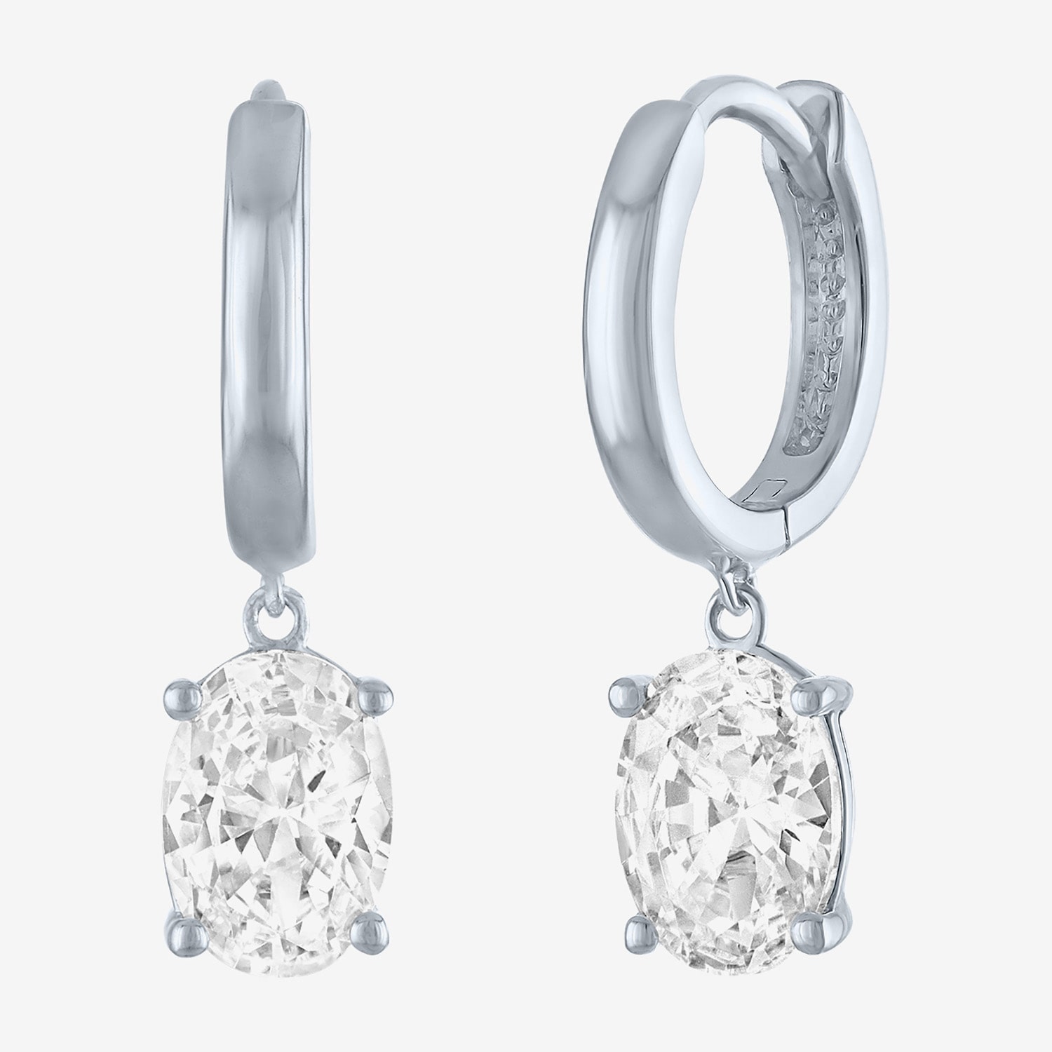 (G-H / Si2-I1) Womens 1 CT. T.W. Lab Grown White Diamond 10K Gold 16.9mm Oval Hoop Earrings