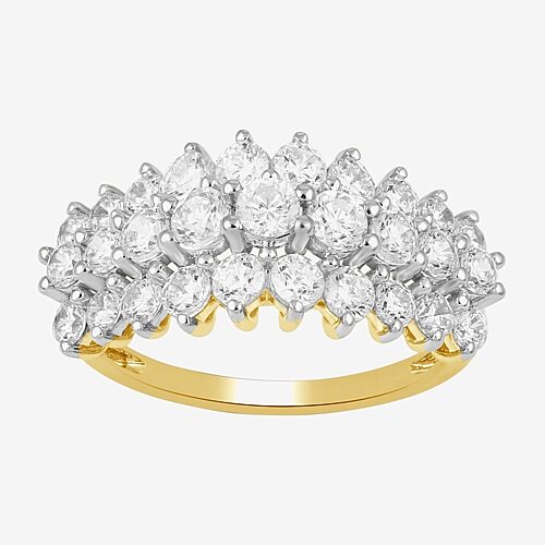 Womens 2 CT. T.W. Lab Grown White Diamond 10K Gold Cluster Band, 9, Yellow
