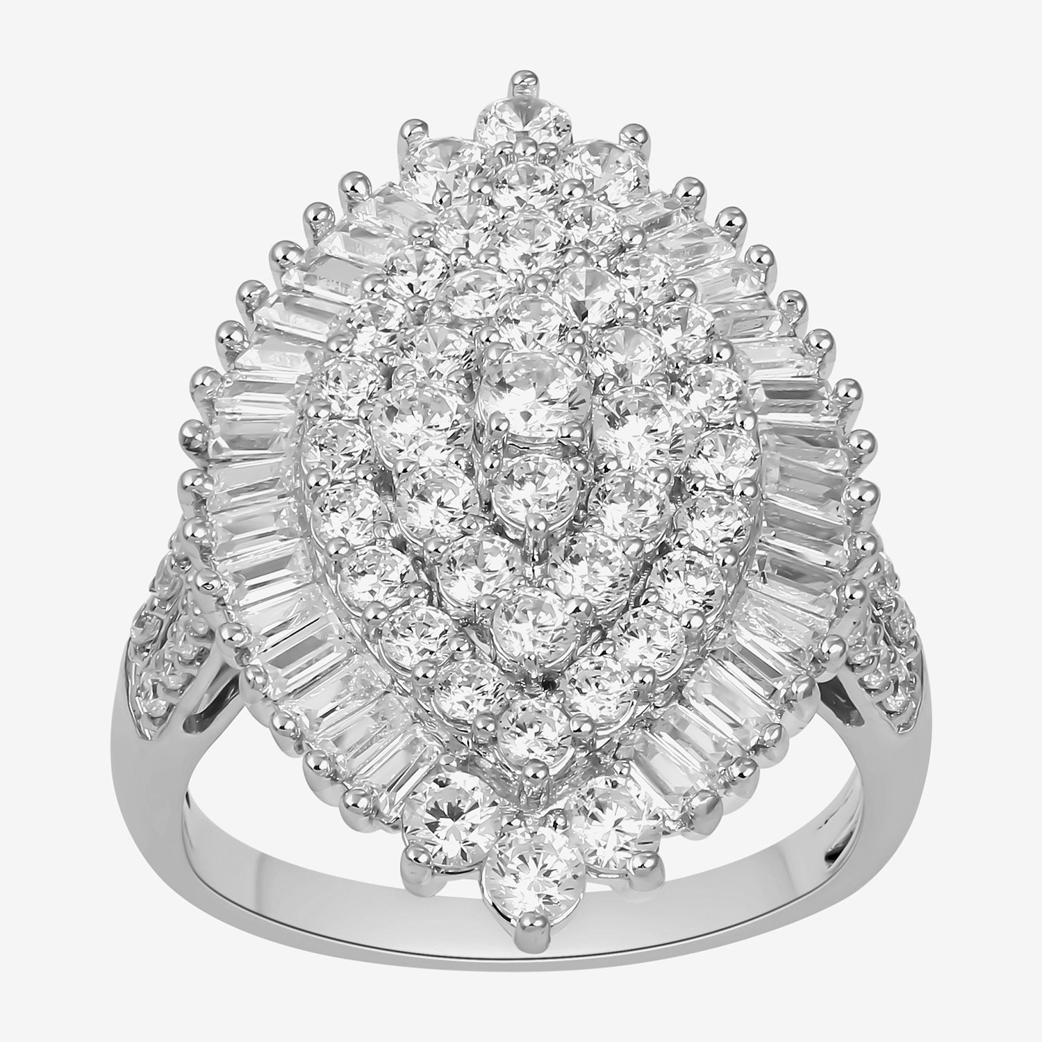 Womens 2 CT. T.W. Lab Grown White Diamond 10K Gold Marquise Cluster Cocktail Ring