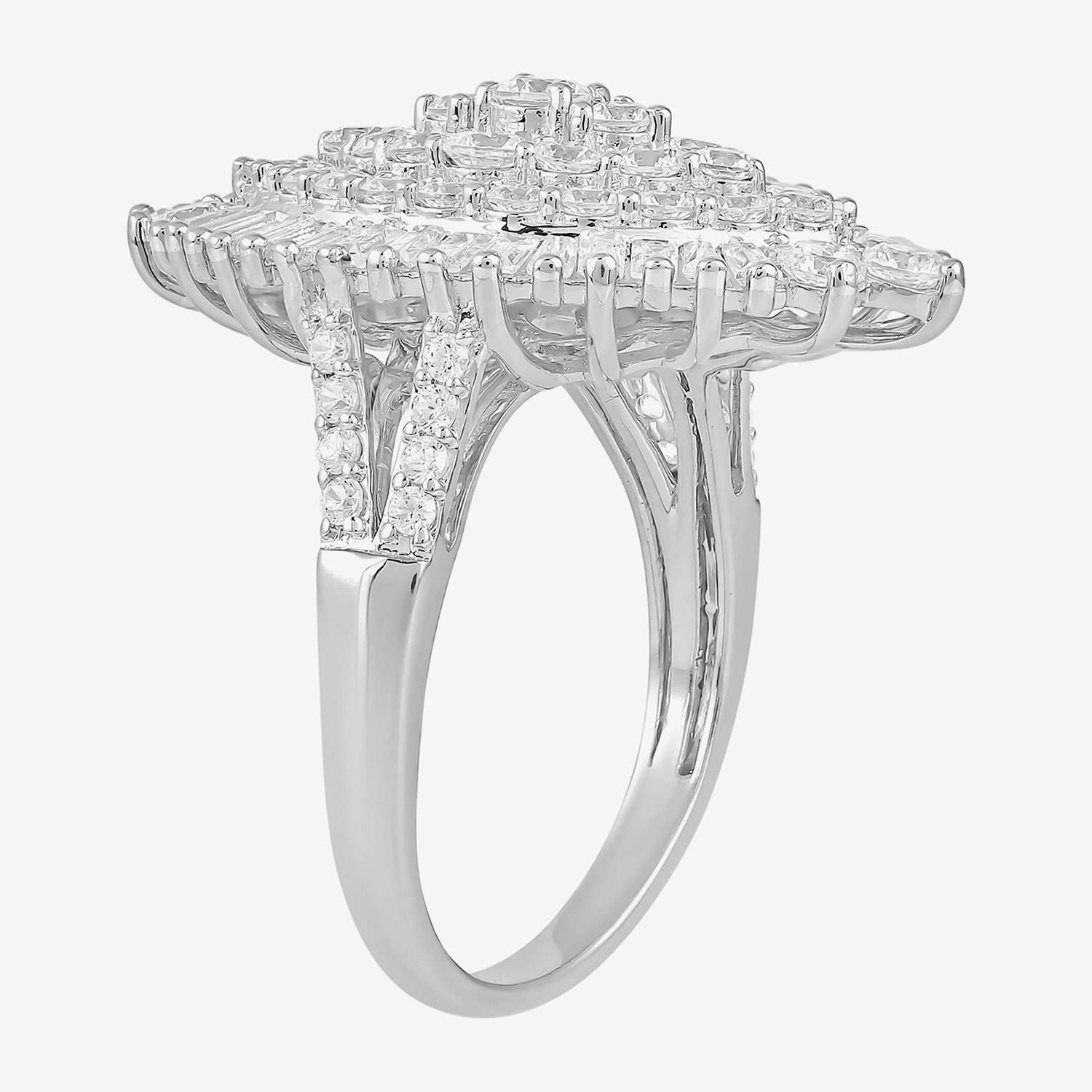 Womens 2 CT. T.W. Lab Grown White Diamond 10K Gold Marquise Cluster Cocktail Ring