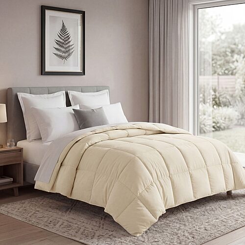 SUPERIOR Solid All Season Plush Microfiber Down Alternative Hypoallergenic Comforter, One Size, White