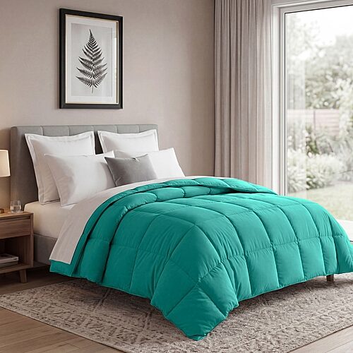 SUPERIOR Solid All Season Plush Microfiber Down Alternative Hypoallergenic Comforter, One Size, Blue