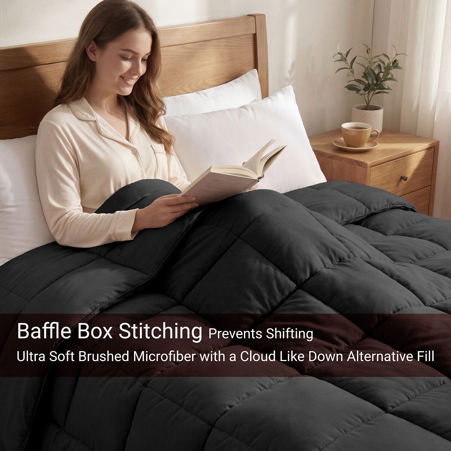 SUPERIOR® Solid All Season Plush Microfiber Down Alternative Hypoallergenic Comforter