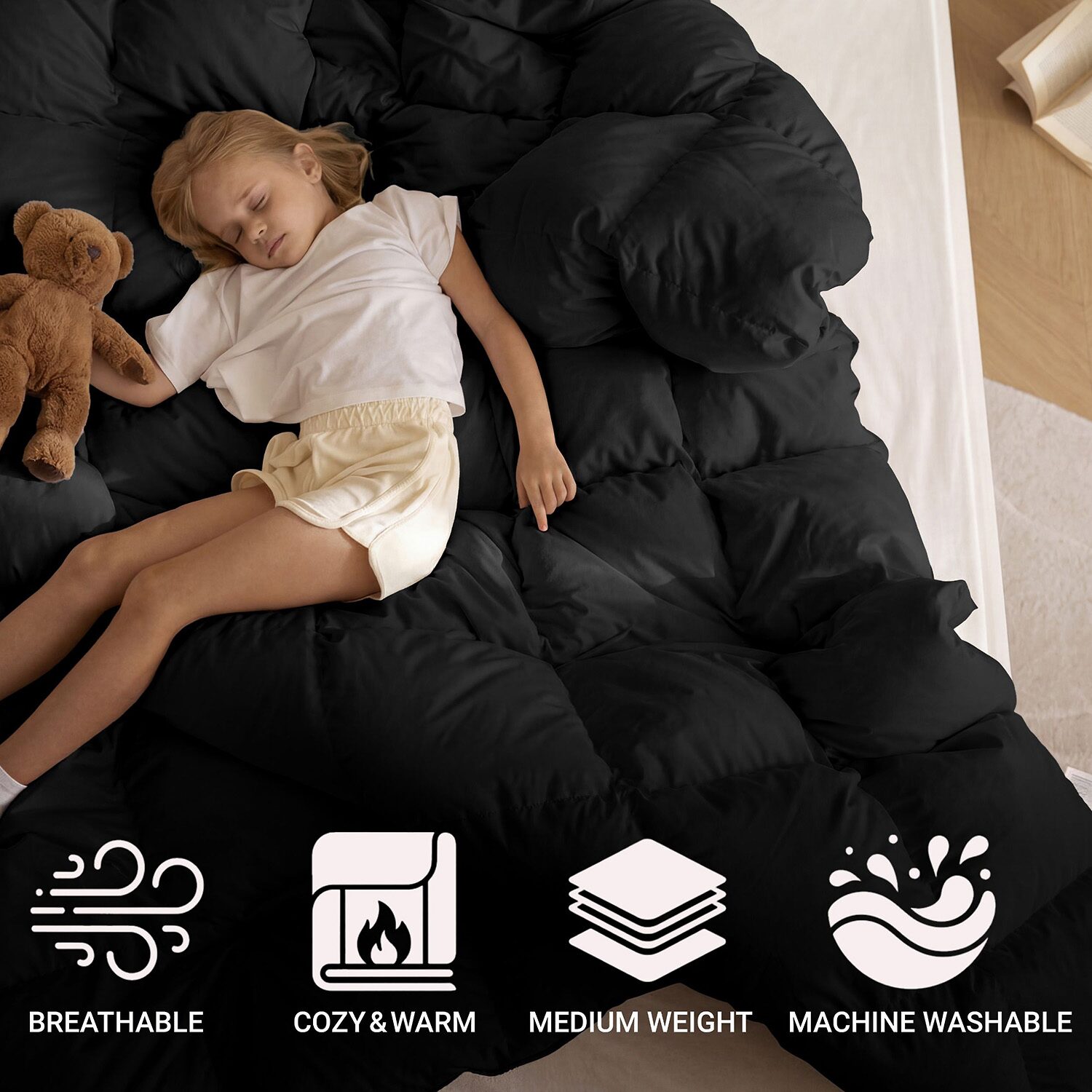 SUPERIOR® Solid All Season Plush Microfiber Down Alternative Hypoallergenic Comforter