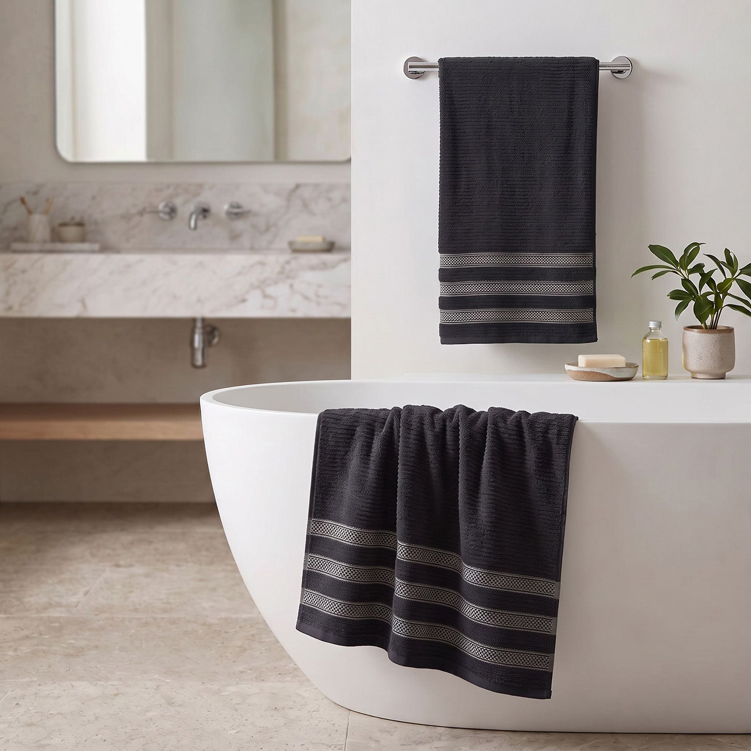SUPERIOR® Brea Collection | 100% Cotton 2-pc. Quick Dry Geometric Bath Towel