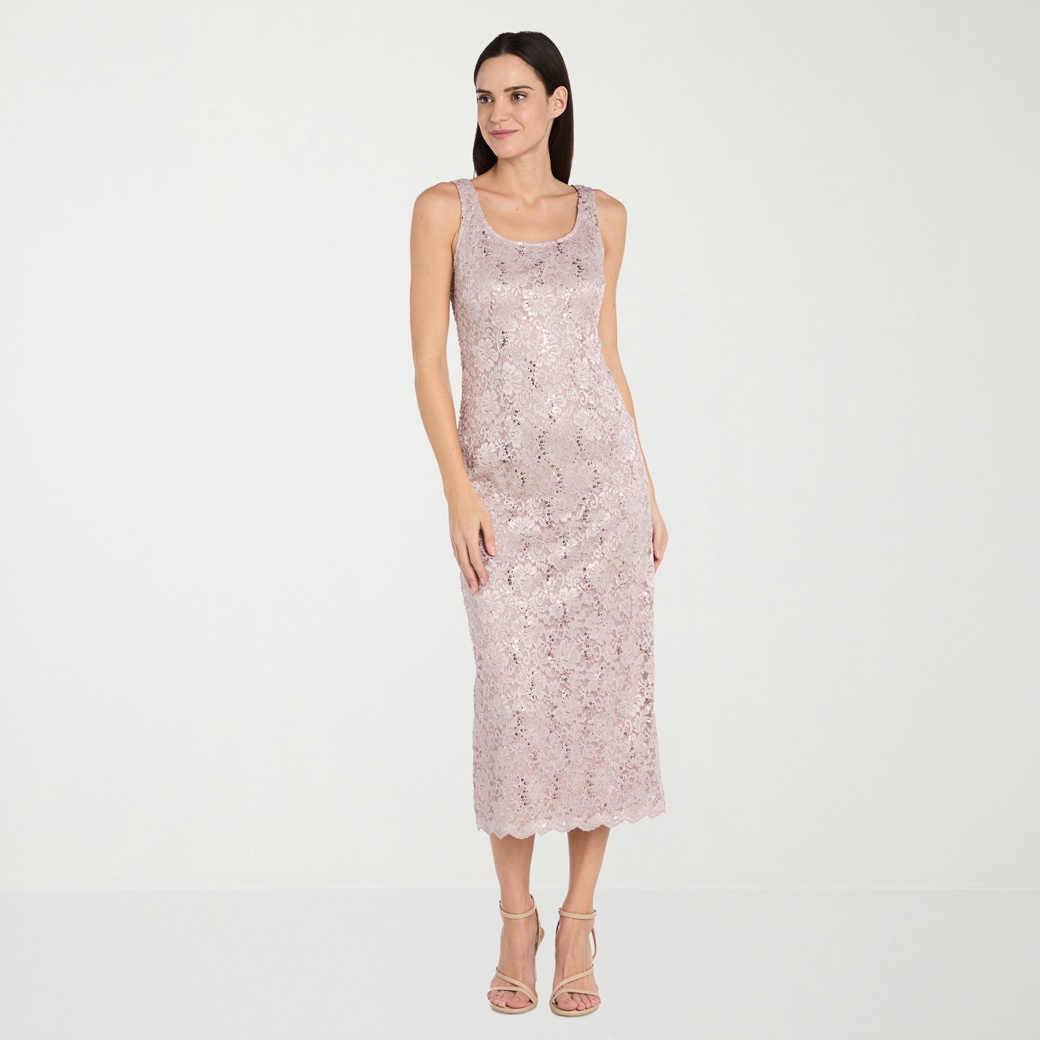 R & M Richards Womens Midi Lace Jacket Dress