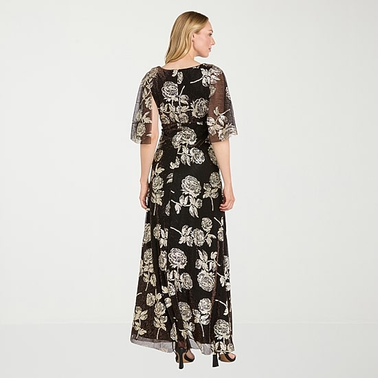 R & M Richards Womens Sweetheart Neck Short Sleeve Flutter Floral ...
