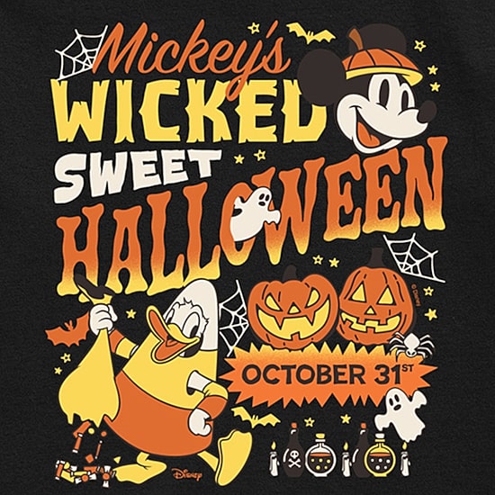Disney Collection Wicked Sweet Halloween Boys Crew Neck Short Sleeve Regular Fit Mickey and Friends Graphic T-Shirt