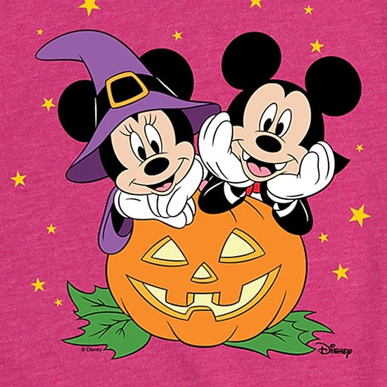 Disney Collection Pumpkin Jackolantern Halloween Girls Crew Neck Short Sleeve Regular Fit Mickey and Friends Graphic T-Shirt
