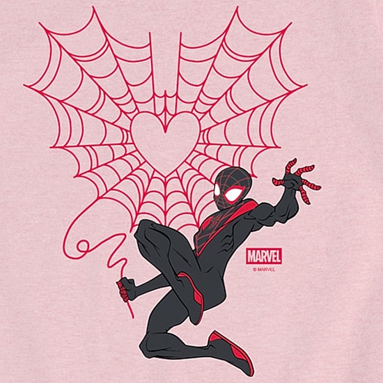 Disney Collection Miles Morales Heart Girls Crew Neck Short Sleeve Regular Fit Spiderman Graphic T-Shirt