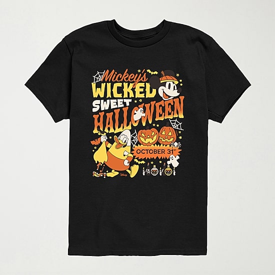 Disney Collection Wicked Sweet Halloween Boys Crew Neck Short Sleeve Regular Fit Mickey and Friends Graphic T-Shirt