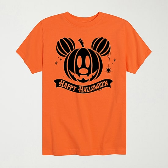 Disney Collection Pumpkin Jackolantern Halloween Toddler Boys Crew Neck Short Sleeve Regular Fit Mickey and Friends Graphic T-Shirt