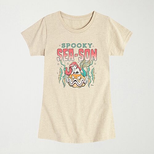 Disney Collection Spooky Season Halloween Toddler Girls Crew Neck Short Sleeve Regular Fit Princess Graphic T-Shirt, 5t, Beige