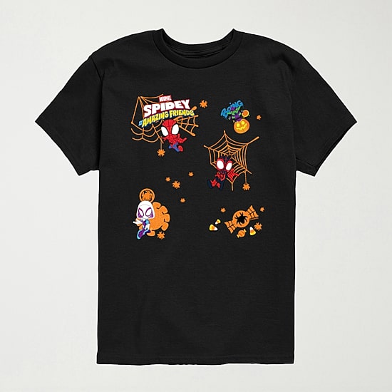 Disney Collection Halloween Candy Toddler Boys Crew Neck Short Sleeve Regular Fit Spiderman Graphic T-Shirt