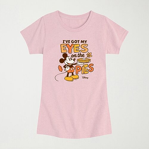 Disney Collection Eye On The Pie Thanksgiving Toddler Girls Crew Neck Short Sleeve Regular Fit Mickey and Friends Graphic T-Shirt, 5t, Pink