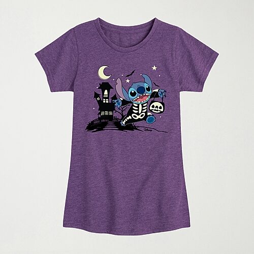 Disney Kids' Collection Halloween Girls Crew Neck Short Sleeve Regular Fit Graphic T-shirt In Purple