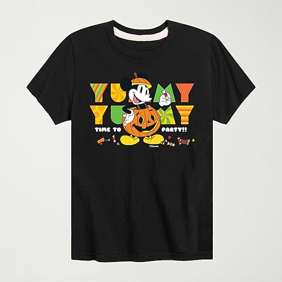 Disney Collection Candy Yummy Yummy Halloween Toddler Boys Crew Neck Short Sleeve Regular Fit Mickey and Friends Graphic T-Shirt