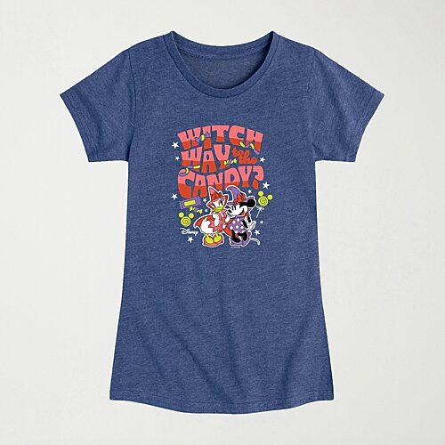 Disney Collection Witch Way To The Candy Toddler Girls Crew Neck Short Sleeve Regular Fit Minnie Mouse Graphic T-Shirt, 5t, Blue