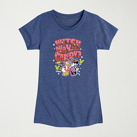 Disney Collection Witch Way To The Candy Toddler Girls Crew Neck Short Sleeve Regular Fit Minnie Mouse Graphic T-Shirt