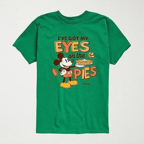 Disney Collection Eye On The Pie Thanksgiving Little & Big Kid Boys Crew Neck Short Sleeve Regular Fit Mickey and Friends Graphic T-Shirt, X-large, Gr