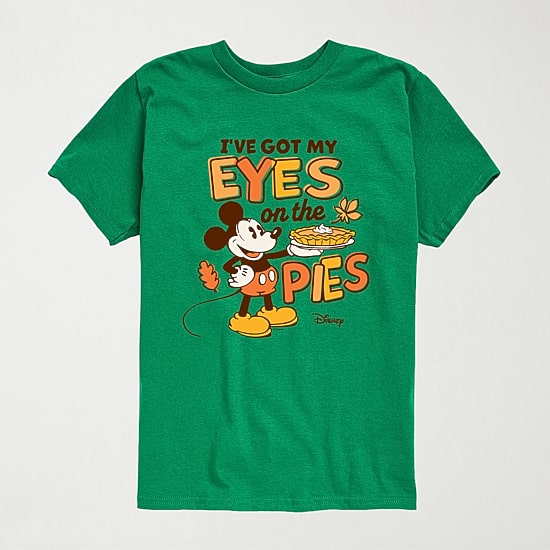 Disney Collection Eye On The Pie Thanksgiving Little & Big Kid Boys Crew Neck Short Sleeve Regular Fit Mickey and Friends Graphic T-Shirt