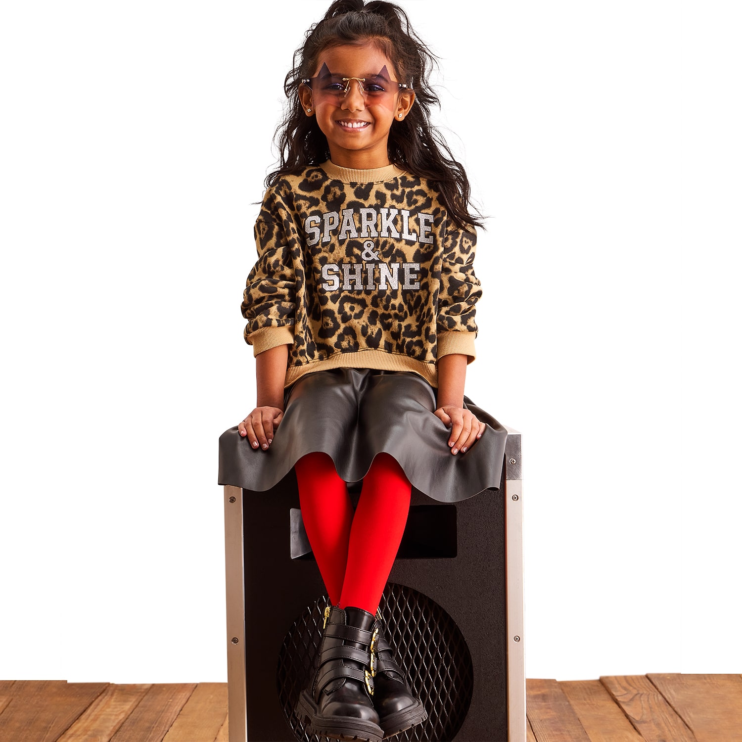 Jingle Ball Girls Long Sleeve Fit + Flare Dress