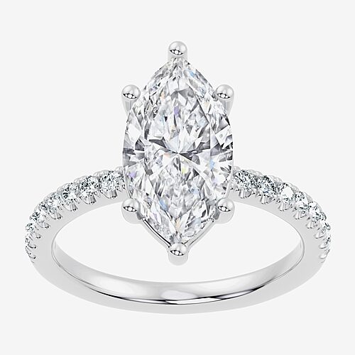 (F-G / Vs2 - Si1) Womens 3 1/4 CT. T.W. Lab Grown White Diamond 14K Gold Over Silver Marquise Side Stone Engagement Ring, 8, White