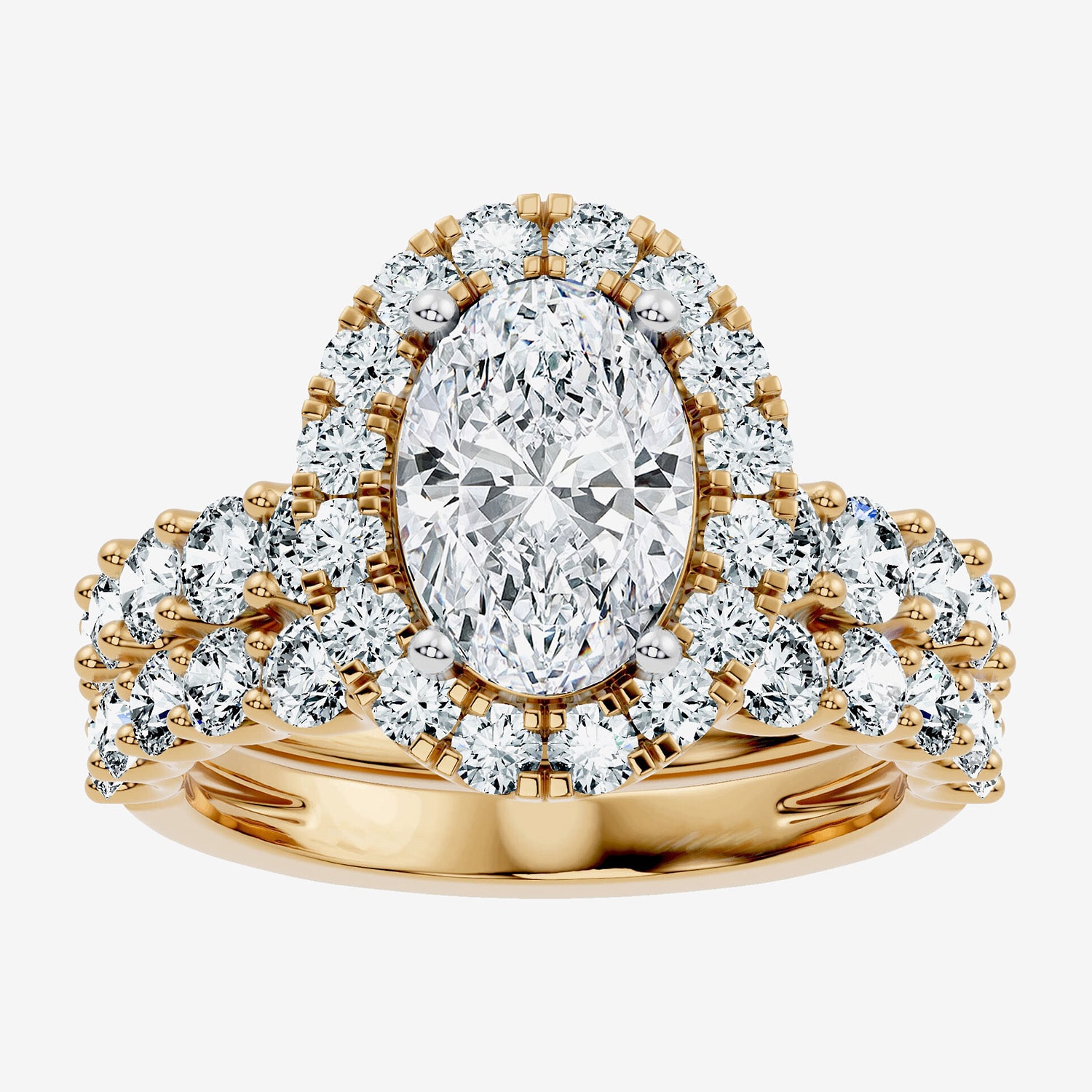 (G / Vs2-Si1) Womens 4 CT. T.W. Lab Grown White Diamond Sterling Silver Oval Side Stone Halo Bridal Set