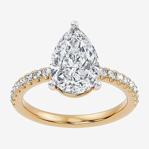 (F-G / Vs2 - Si1) Womens 3 1/4 CT. T.W. Lab Grown White Diamond 14K Gold Over Silver Pear Side Stone Engagement Ring, 8, Yellow