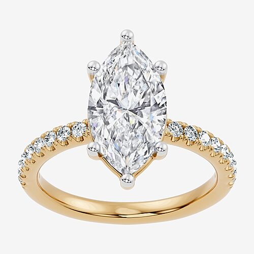 (F-G / Vs2 - Si1) Womens 3 1/4 CT. T.W. Lab Grown White Diamond 14K Gold Over Silver Marquise Side Stone Engagement Ring, 8, Yellow