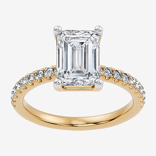 (F-G / Vs2 - Si1) Womens 3 1/4 CT. T.W. Lab Grown White Diamond 14K Gold Over Silver Side Stone Engagement Ring, 8, Yellow