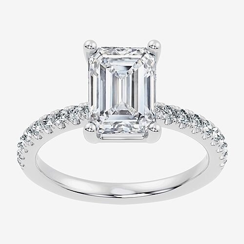 (F-G / Vs2 - Si1) Womens 3 1/4 CT. T.W. Lab Grown White Diamond 14K Gold Over Silver Side Stone Engagement Ring, 8, White