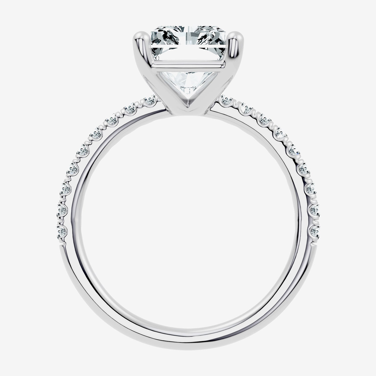 (F-G / Vs2 - Si1) Womens 3 1/4 CT. T.W. Lab Grown White Diamond Sterling Silver Rectangular Side Stone Engagement Ring