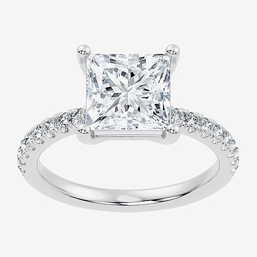 (F-G / Vs2 - Si1) Womens 3 1/4 CT. T.W. Lab Grown White Diamond 14K Gold Over Silver Side Stone Engagement Ring, 8, White