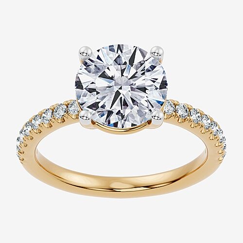 (F-G / Vs2 - Si1) Womens 3 1/4 CT. T.W. Lab Grown White Diamond 14K Gold Over Silver Round Side Stone Engagement Ring, 8, Yellow