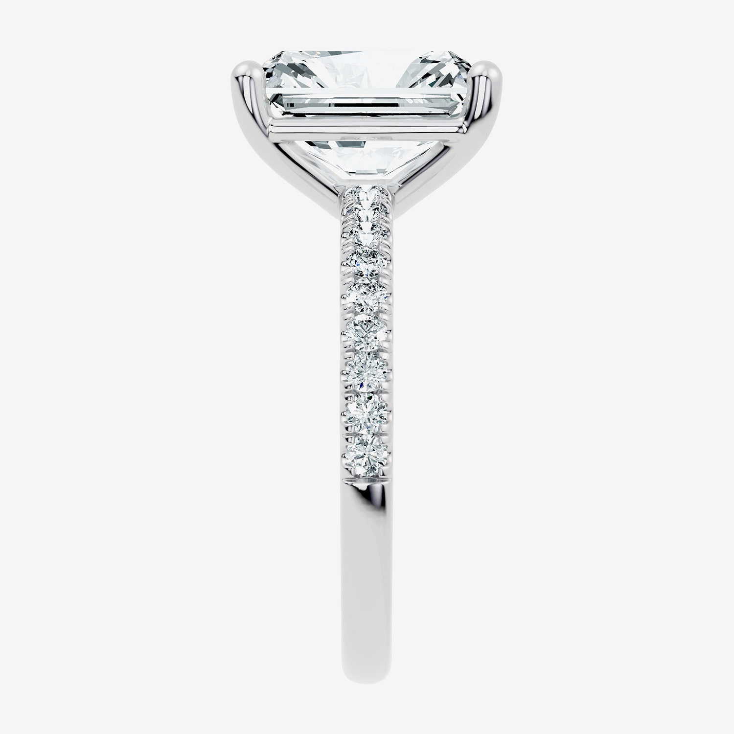 (F-G / Vs2 - Si1) Womens 3 1/4 CT. T.W. Lab Grown White Diamond Sterling Silver Rectangular Side Stone Engagement Ring