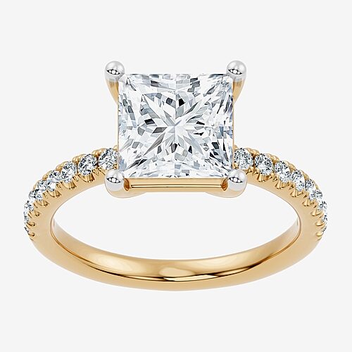 (F-G / Vs2 - Si1) Womens 3 1/4 CT. T.W. Lab Grown White Diamond 14K Gold Over Silver Side Stone Engagement Ring, 8, Yellow