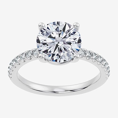 (F-G / Vs2 - Si1) Womens 3 1/4 CT. T.W. Lab Grown White Diamond 14K Gold Over Silver Round Side Stone Engagement Ring, 8, White
